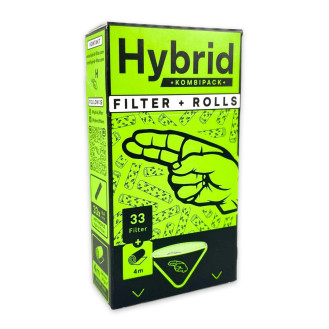 Фільтри для самокруток HYBRIDE CARBON KOMBIPACK FILTER 6,4 х 30 мм +ROLLS (33 шт + 4 м) Фільтри для самокруток HYBRIDE CARBON KOMBIPACK FILTER 6,4 х 30 мм +ROLLS (33 шт + 4 м)