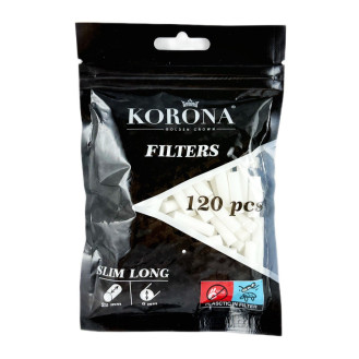 Фільтри для самокруток KORONA SLIM LONG 6х22 мм (120 шт) Фільтри для самокруток KORONA SLIM LONG 6х22 мм (120 шт)