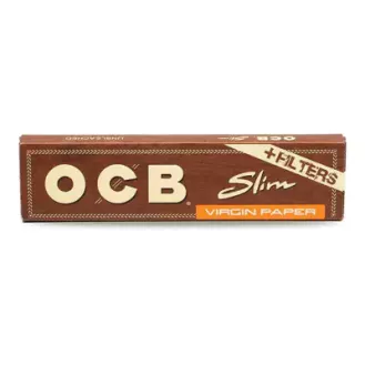 OCB Virgin Brown Slim + Tips Rolling Paper