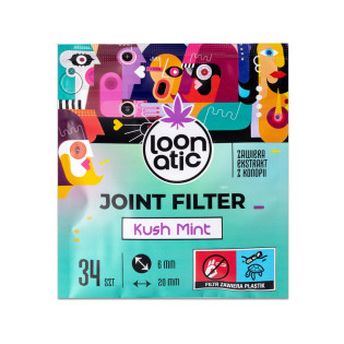 Filtry do skrętów LOONATIC JOINT FILTER slim 6Х20 mm kush mint (34 szt.)