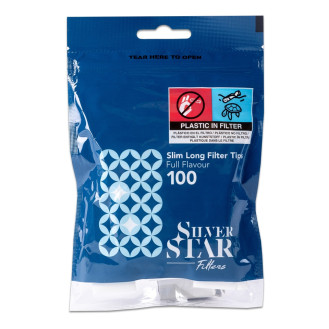 Фільтри для самокруток SILVER STAR SLIM LONG 6х22 мм ( 100 шт) Фільтри для самокруток SILVER STAR SLIM LONG 6х22 мм ( 100 шт)